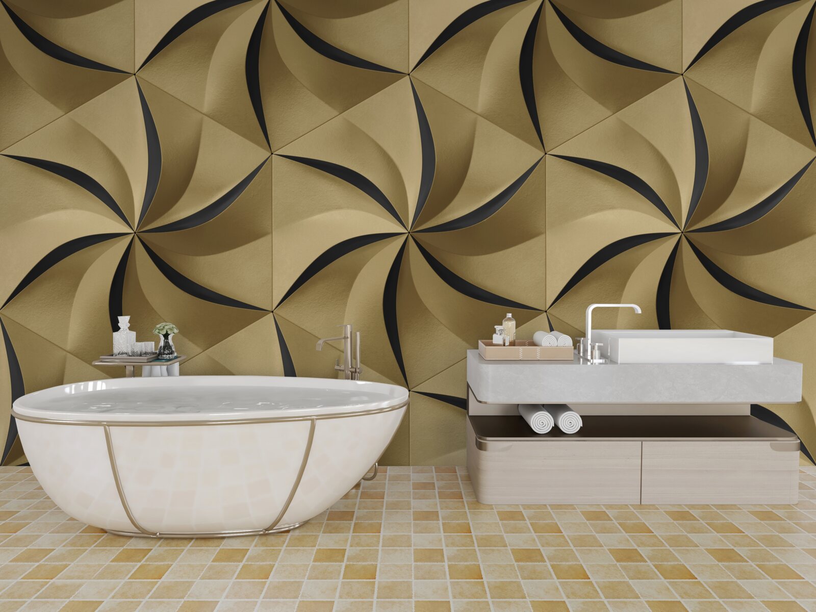 Fototapeta horčičné hviezdy v geometrickom štýle