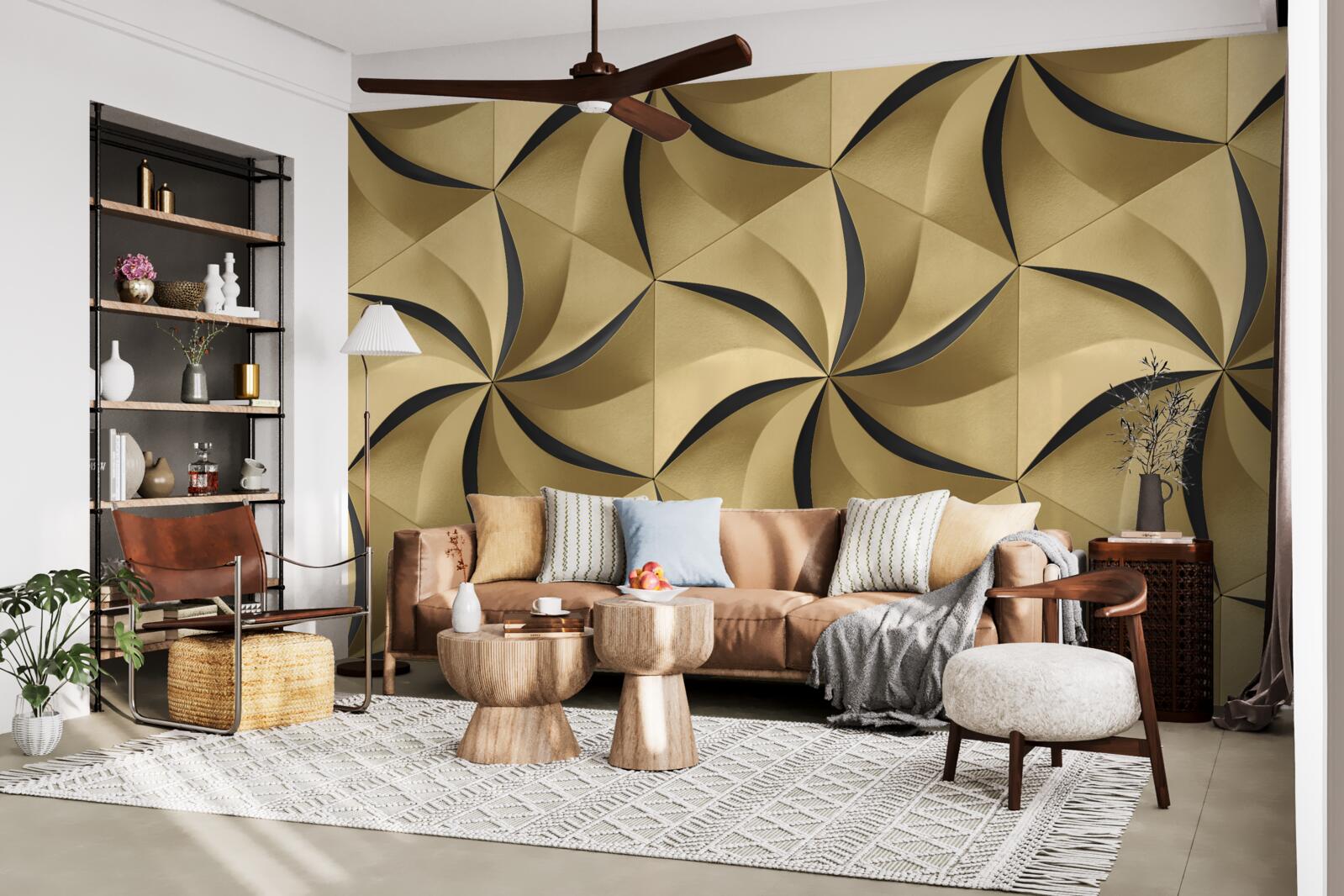 Fototapeta horčičné hviezdy v geometrickom štýle