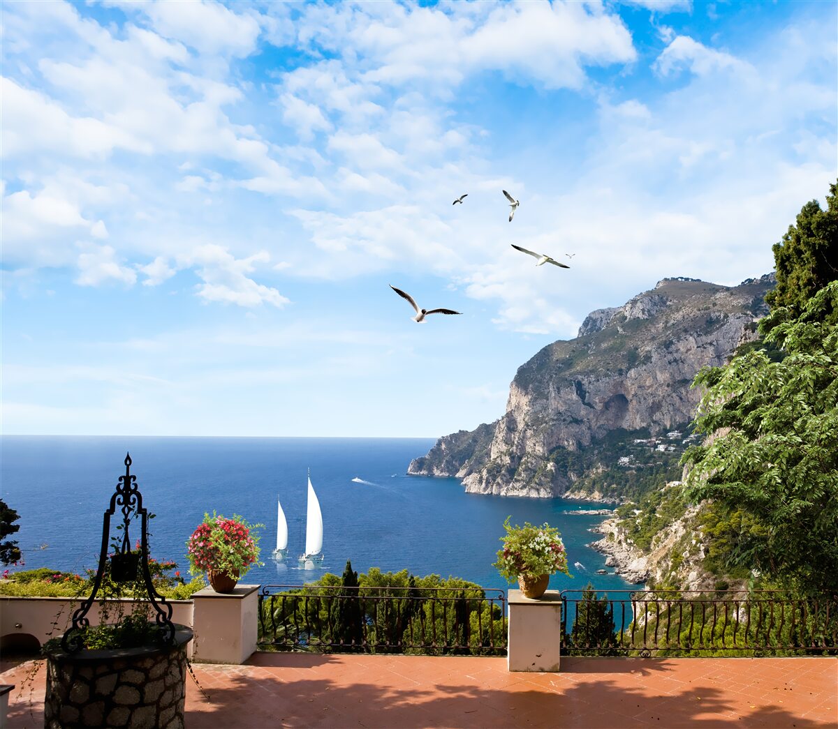 Fototapeta oceán a hory v krajine