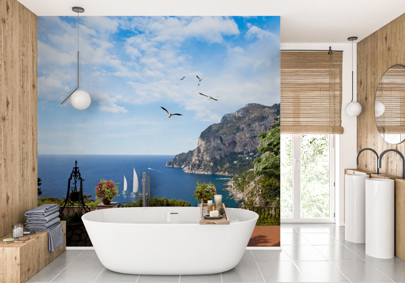 Fototapeta oceán a hory v krajine