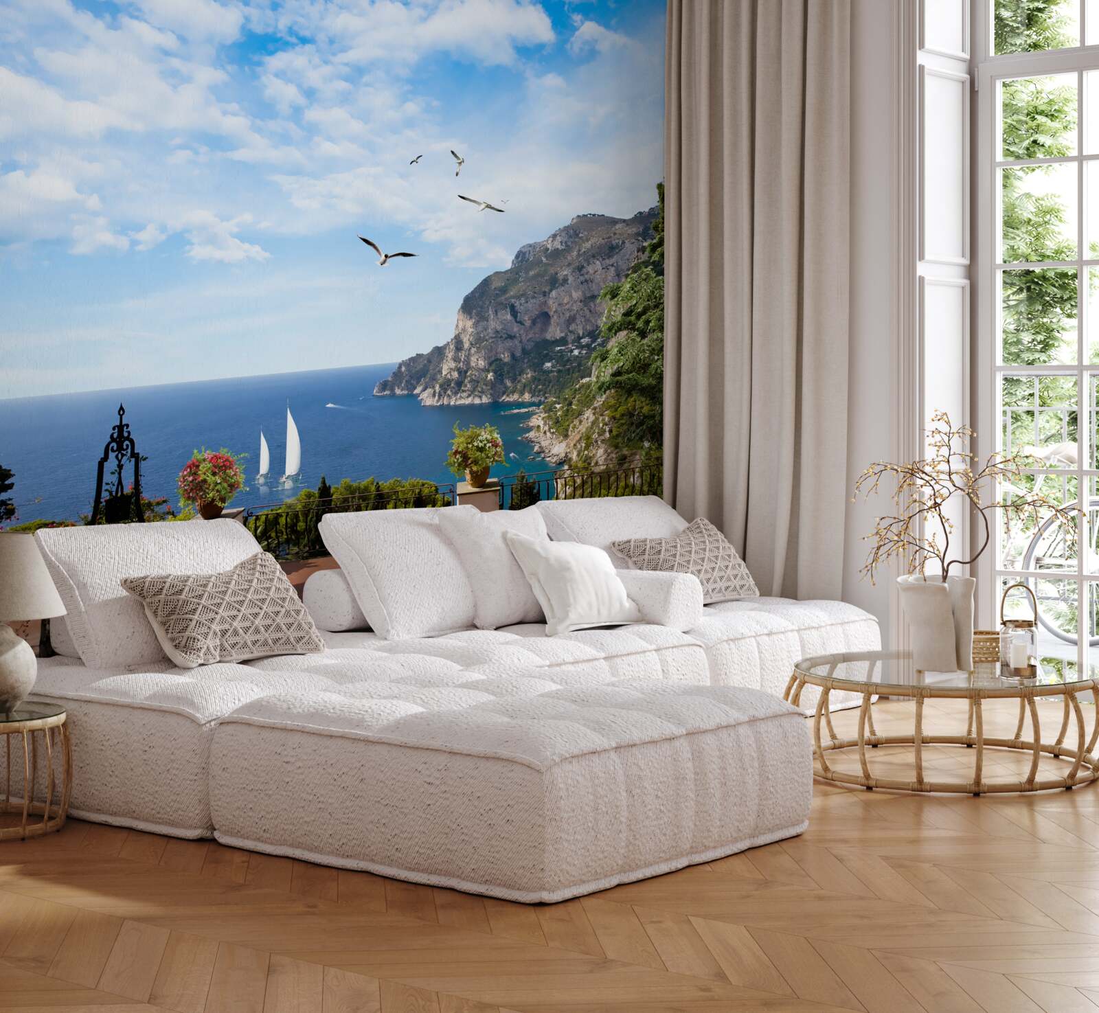 Fototapeta oceán a hory v krajine