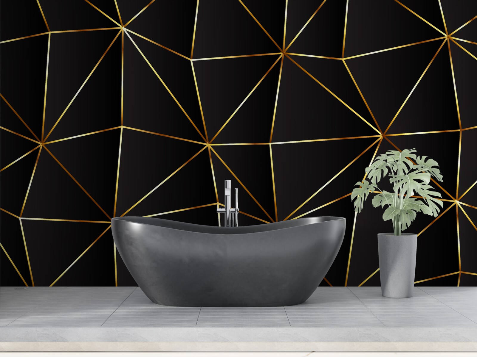 Fototapeta zlaté prvky na pozadí čierneho trojuholníka