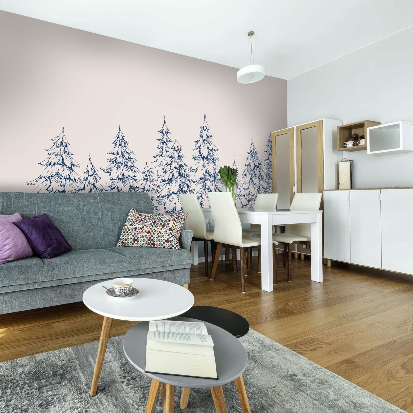 Fototapeta les ihličnatých stromov v zime