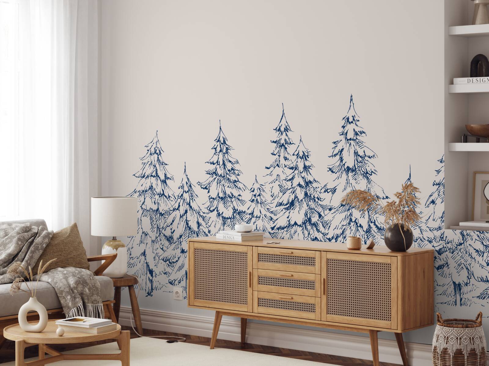 Fototapeta les ihličnatých stromov v zime