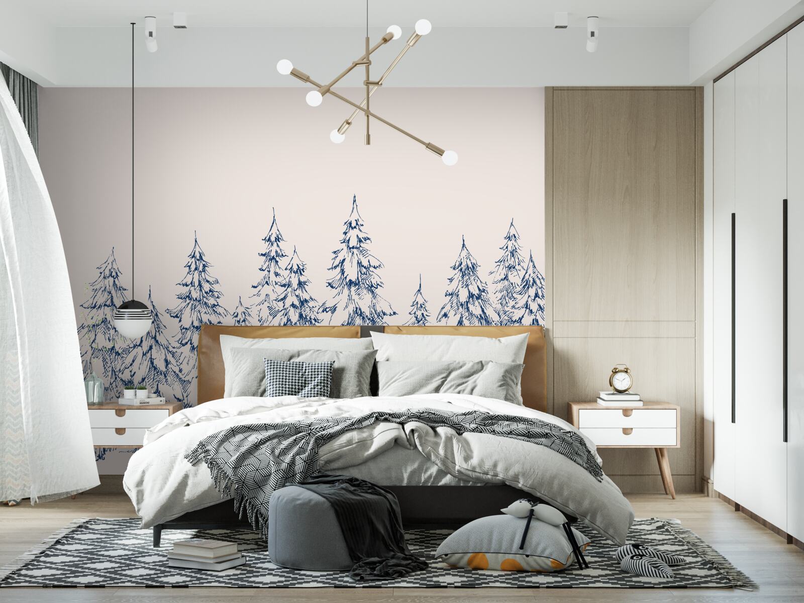 Fototapeta les ihličnatých stromov v zime