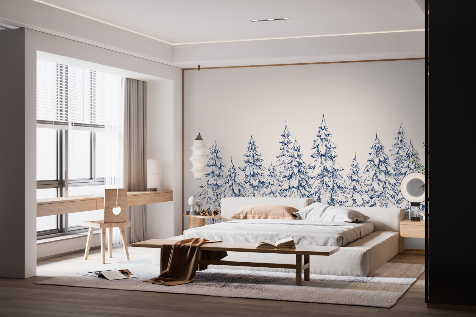 Fototapeta les ihličnatých stromov v zime