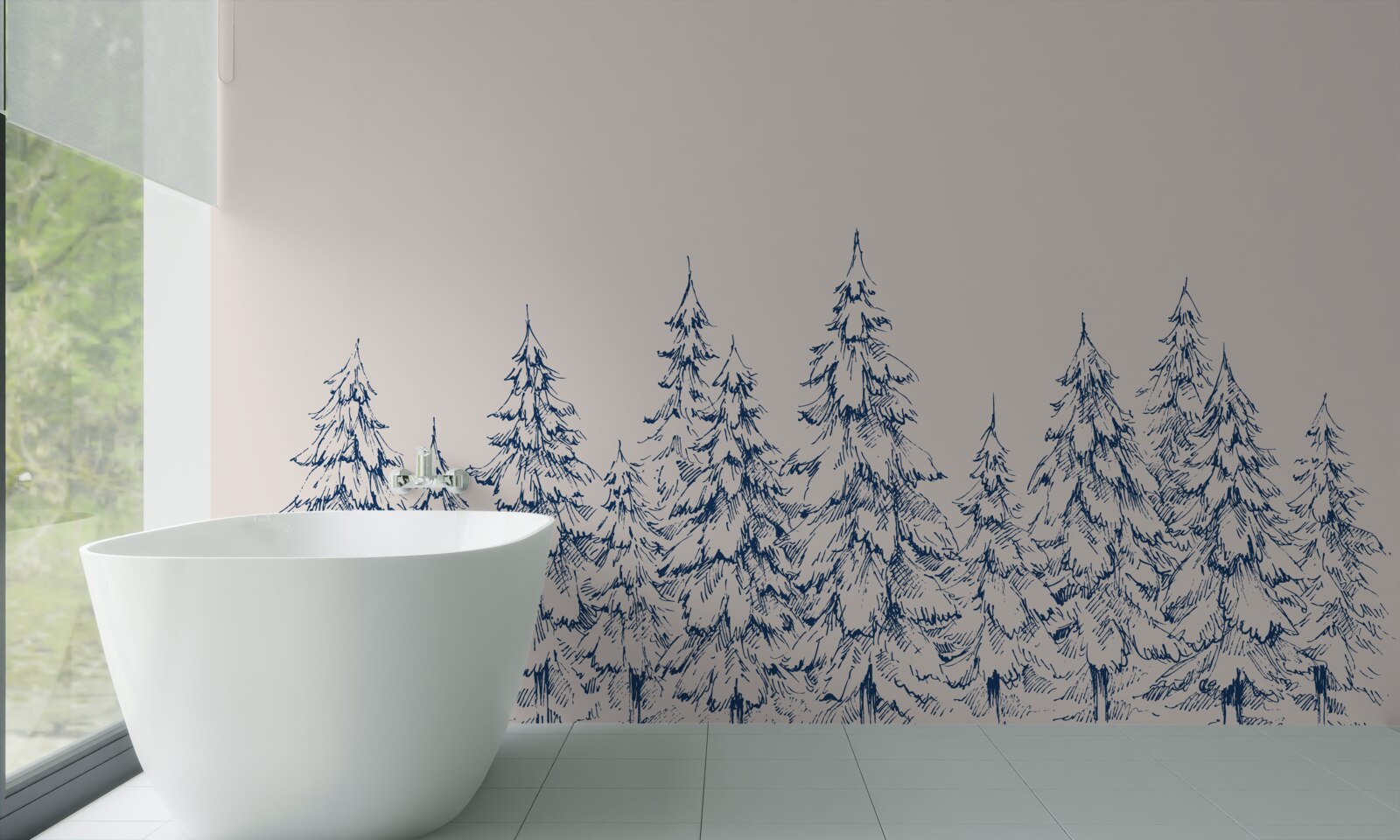 Fototapeta les ihličnatých stromov v zime