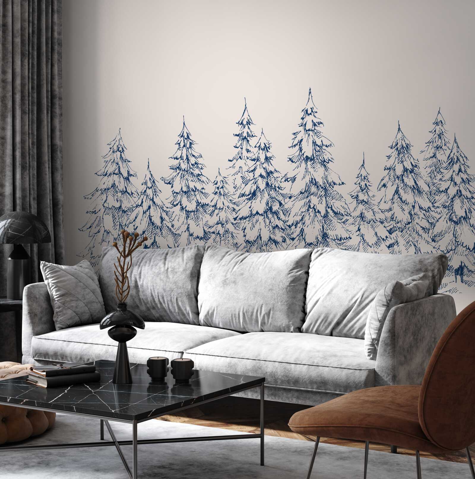 Fototapeta les ihličnatých stromov v zime