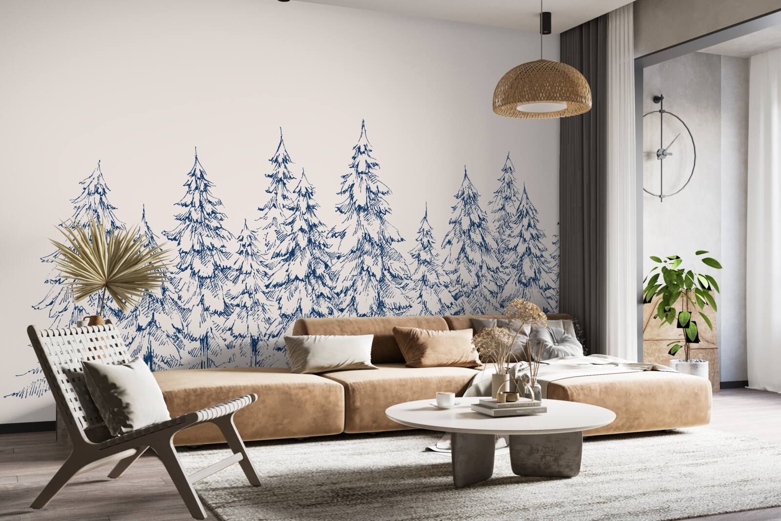 Fototapeta les ihličnatých stromov v zime