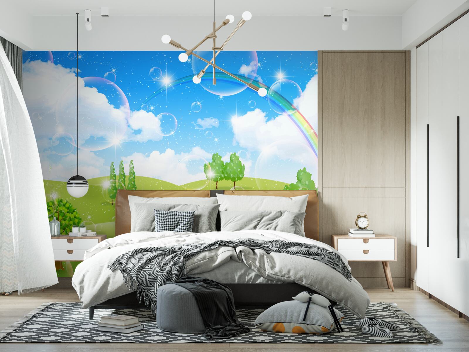 Fototapeta letné polia so zelenými stromami