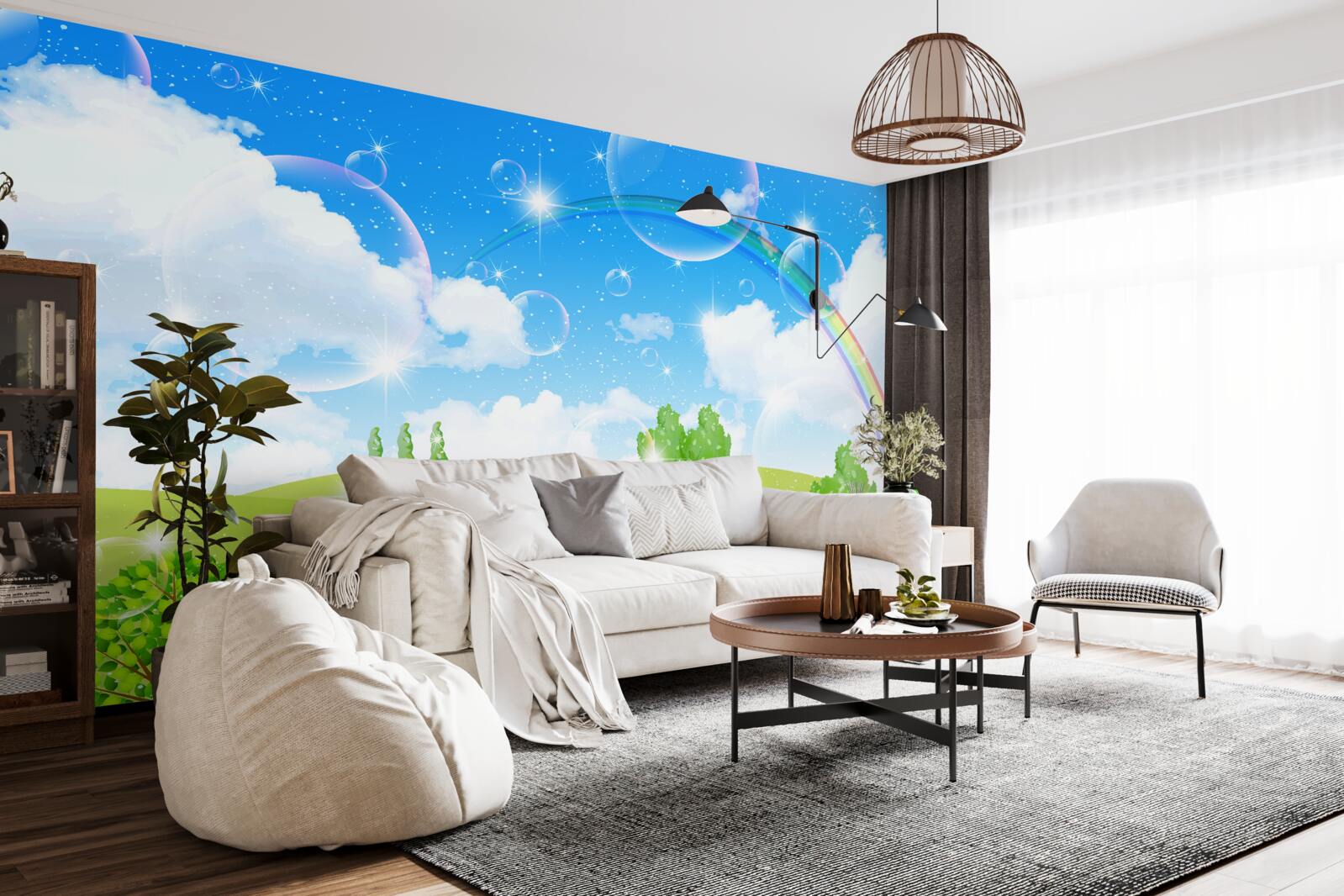 Fototapeta letné polia so zelenými stromami