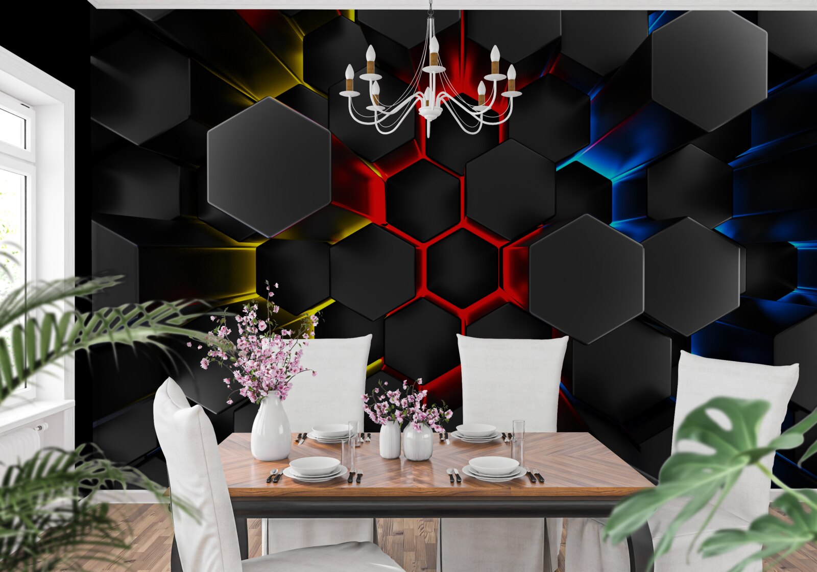 Fototapeta čierne postavy vo svetle viacfarebných svetiel