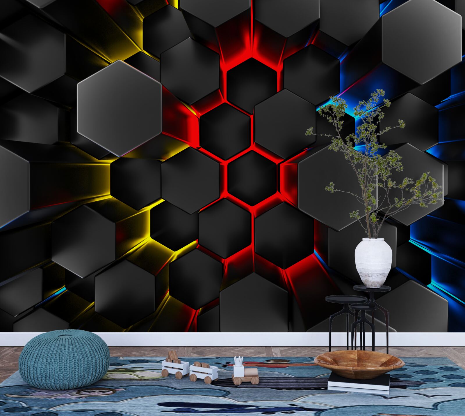 Fototapeta čierne postavy vo svetle viacfarebných svetiel