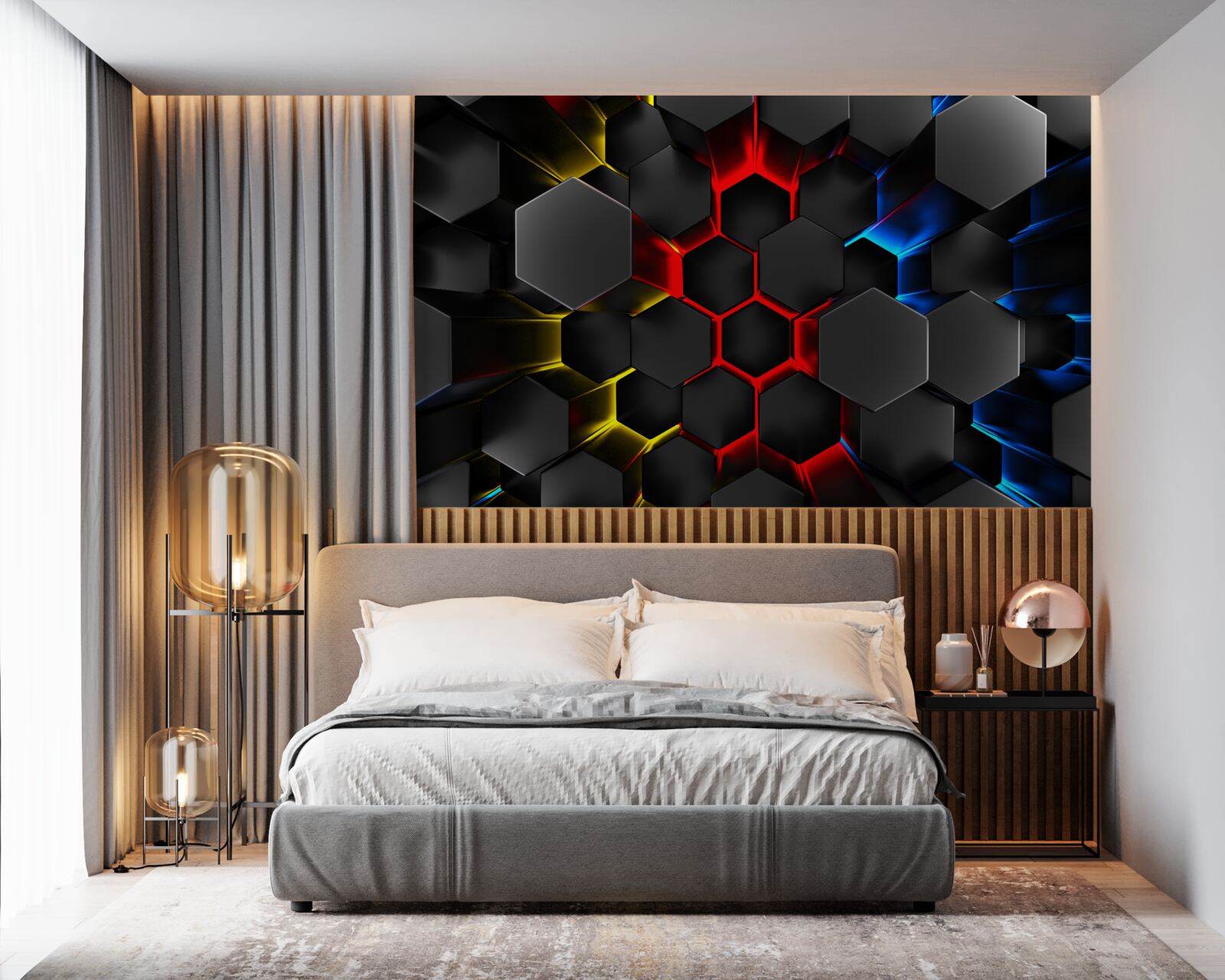 Fototapeta čierne postavy vo svetle viacfarebných svetiel