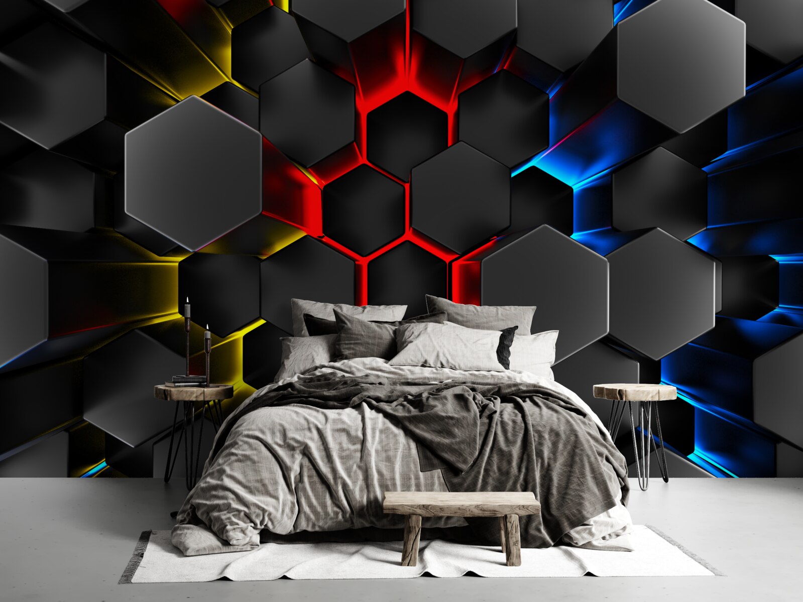 Fototapeta čierne postavy vo svetle viacfarebných svetiel