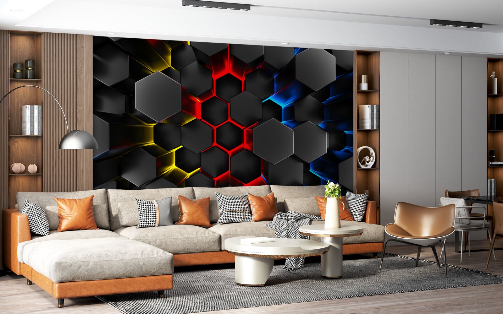 Fototapeta čierne postavy vo svetle viacfarebných svetiel