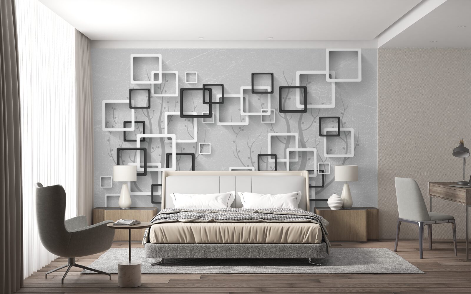 Fototapeta biele a čierne štvorce predstavujú abstrakciu