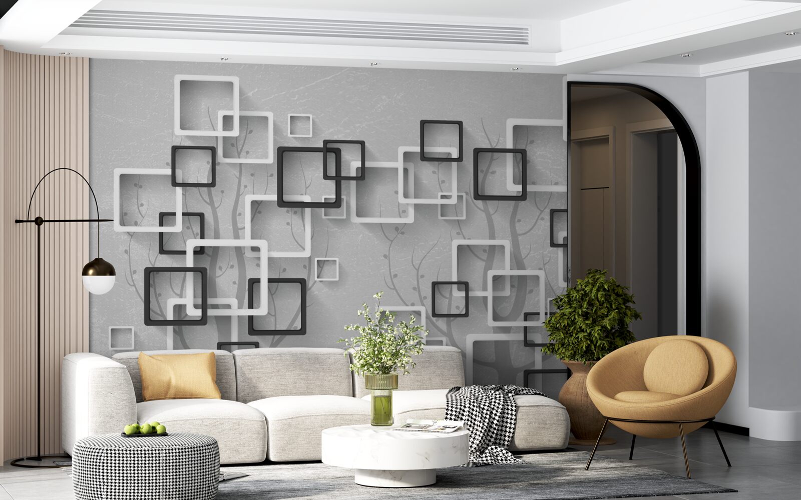 Fototapeta biele a čierne štvorce predstavujú abstrakciu