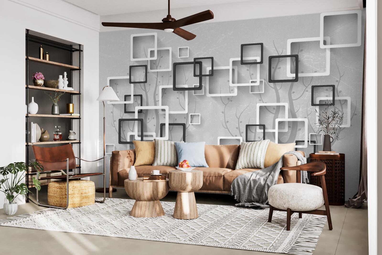 Fototapeta biele a čierne štvorce predstavujú abstrakciu