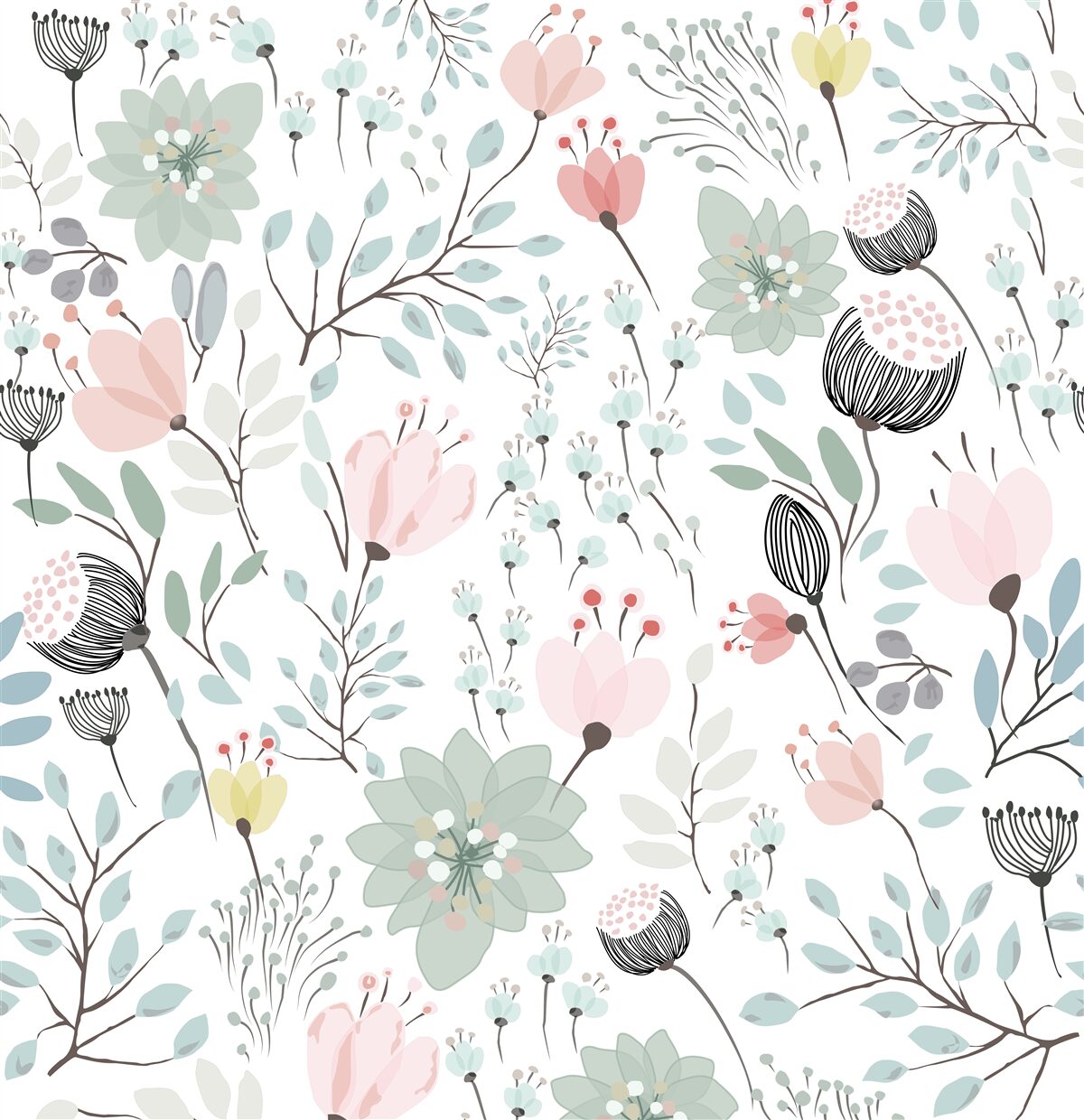 Fototapeta kvety v odtieňoch ružovej a zelenej