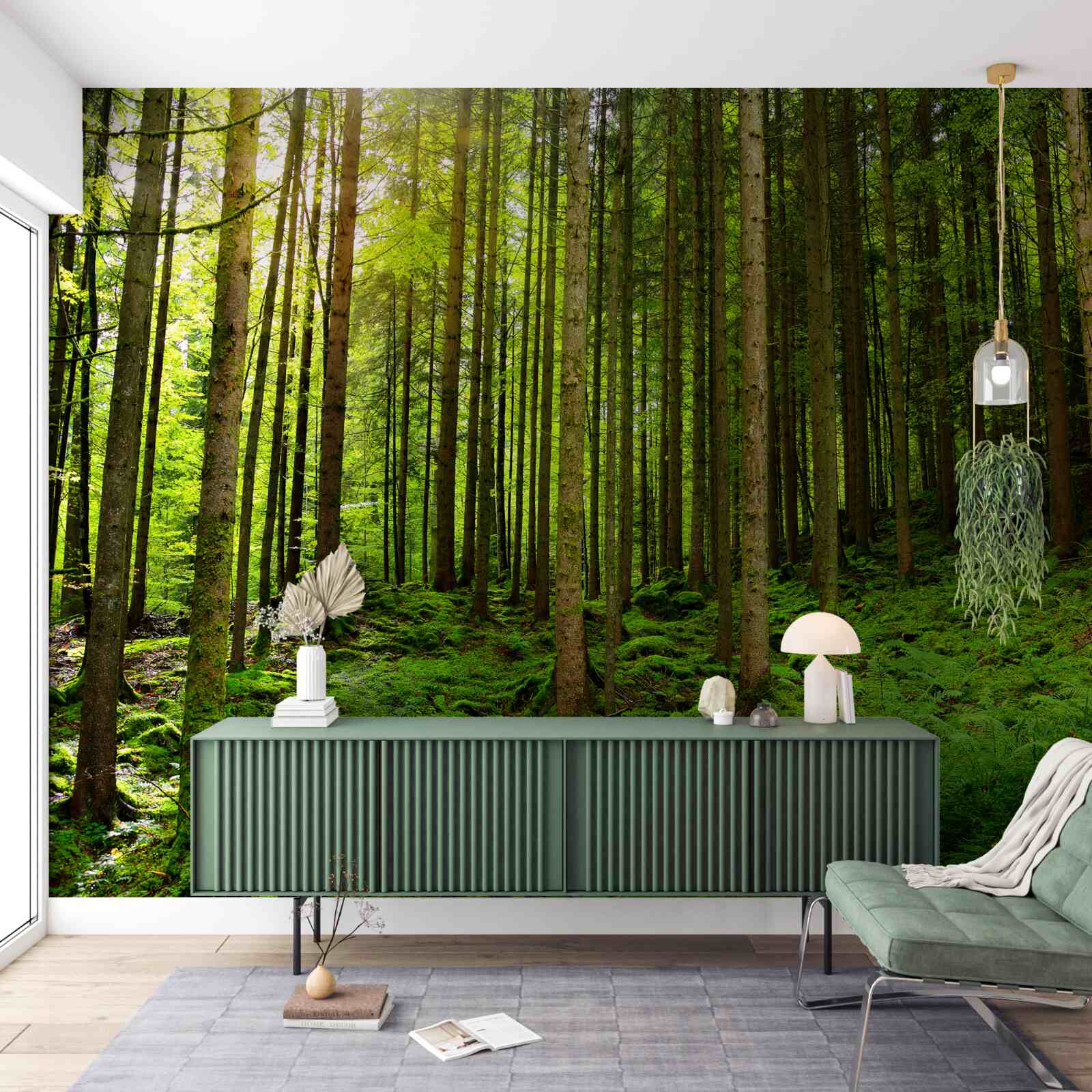 Fototapeta slnečné lúče prenikajú do lesa