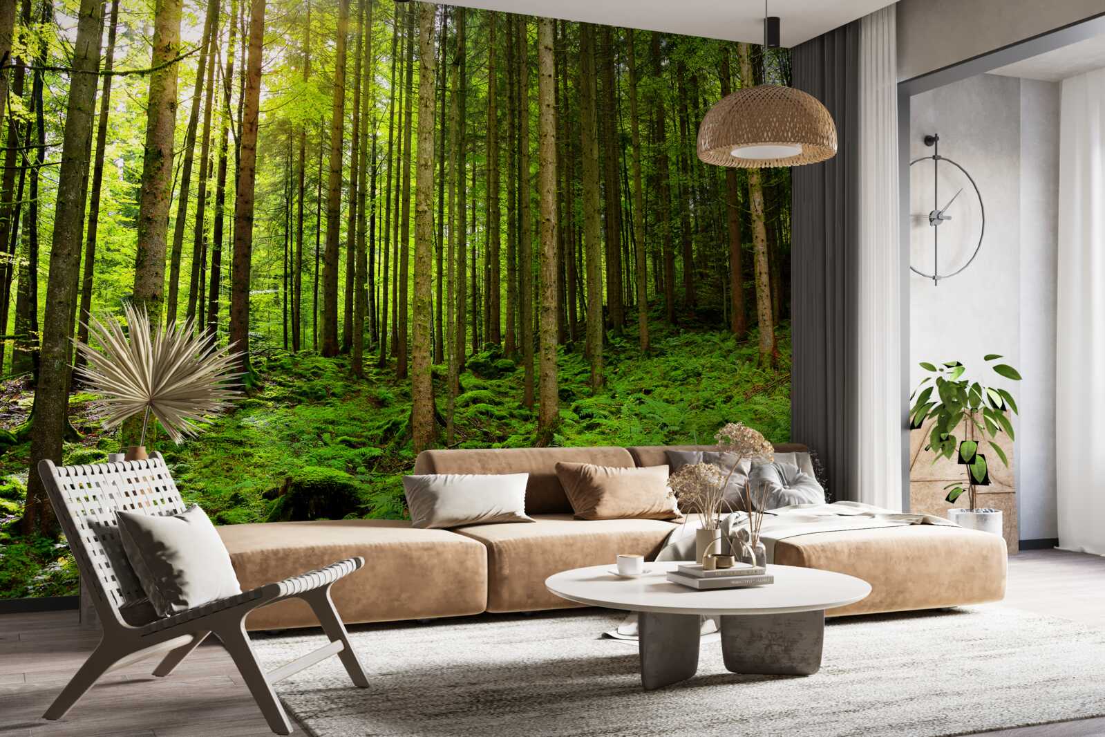 Fototapeta slnečné lúče prenikajú do lesa