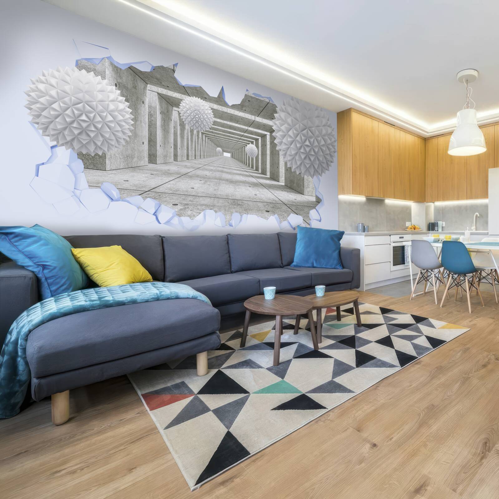 Fototapeta ostrý tunel s plávajúcimi guličkami