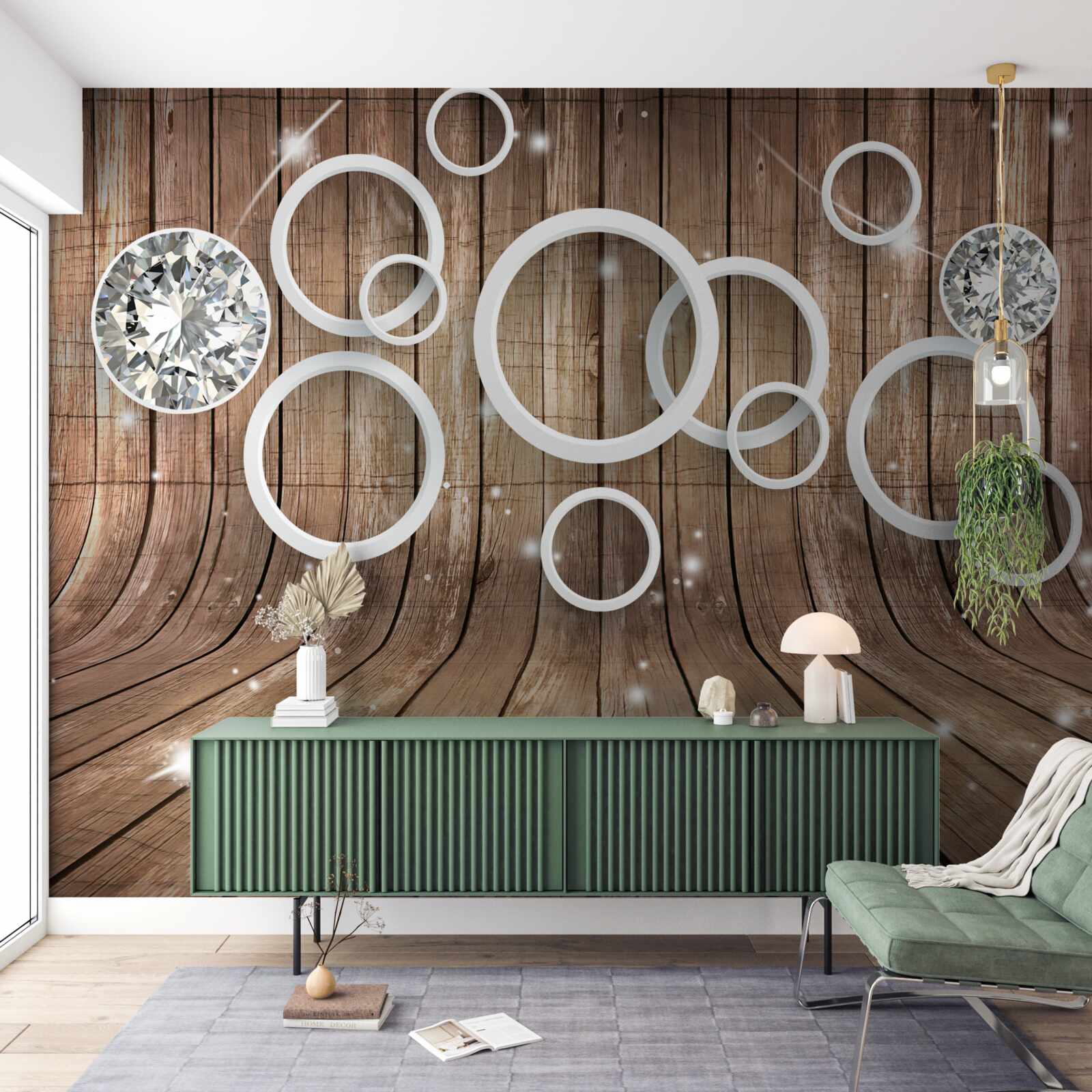 Fototapeta textúra dreva a biele kruhy