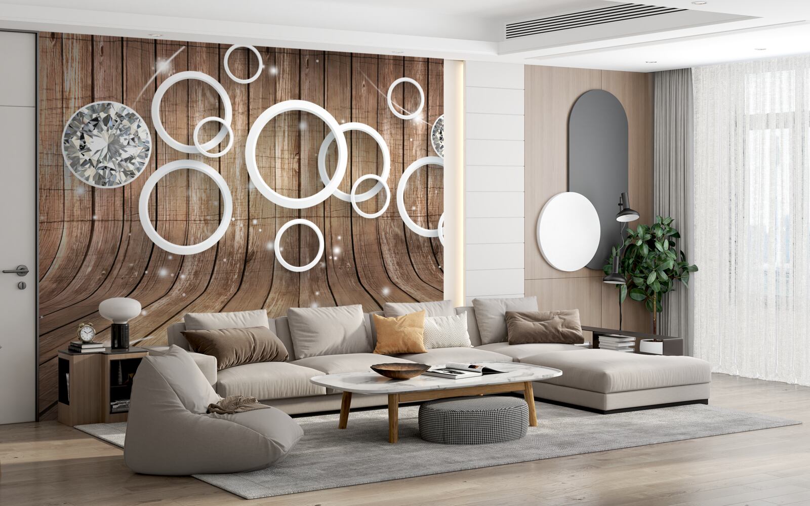 Fototapeta textúra dreva a biele kruhy