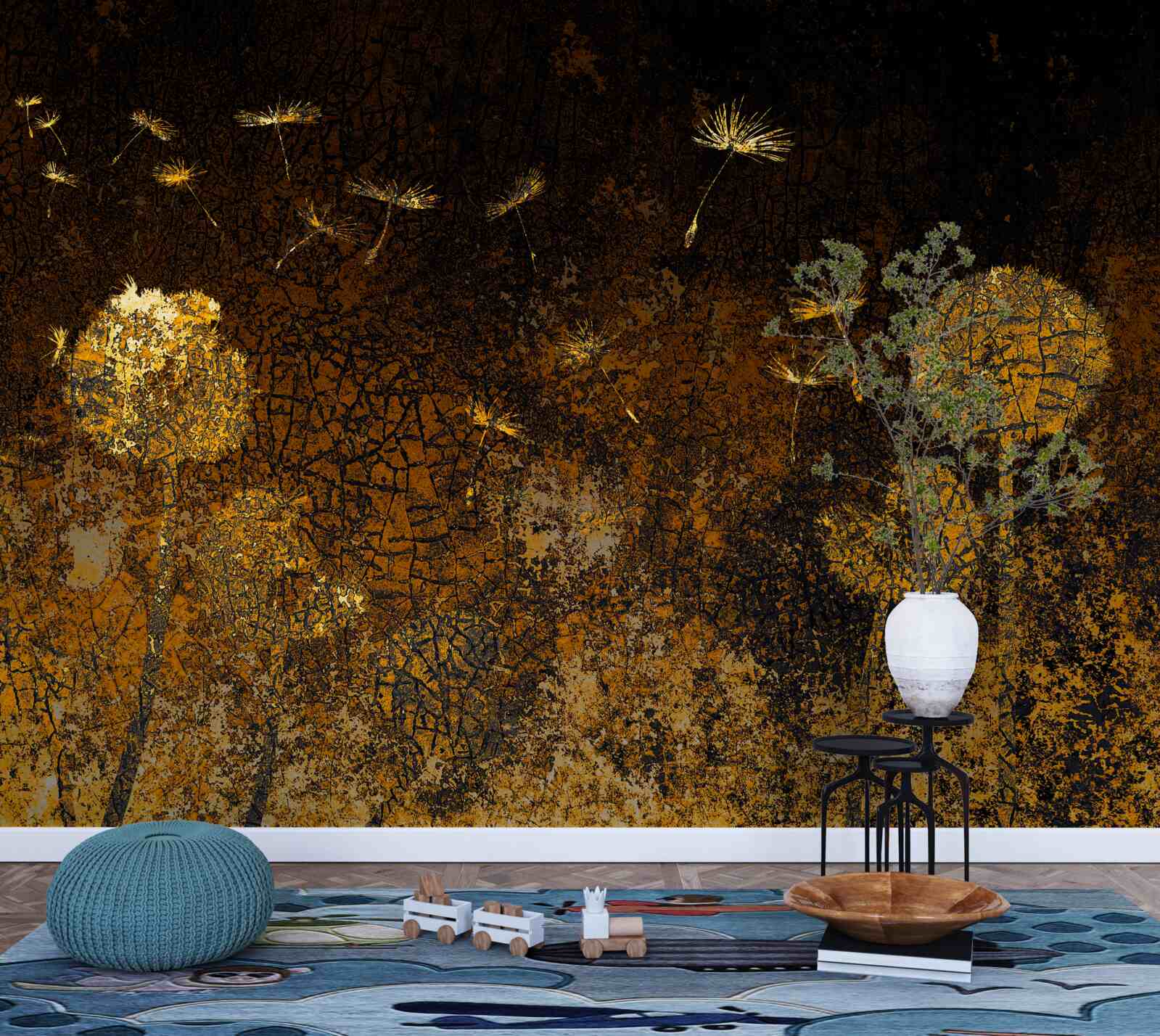 Fototapeta v noci vietor kýve púpavy