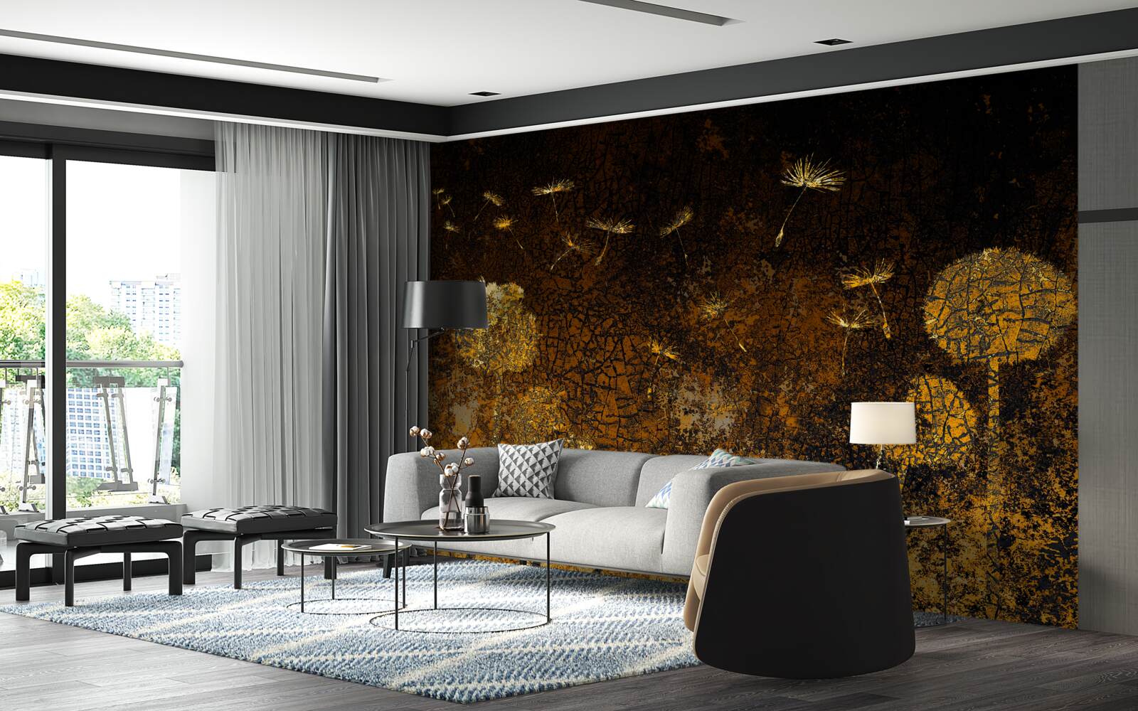 Fototapeta v noci vietor kýve púpavy