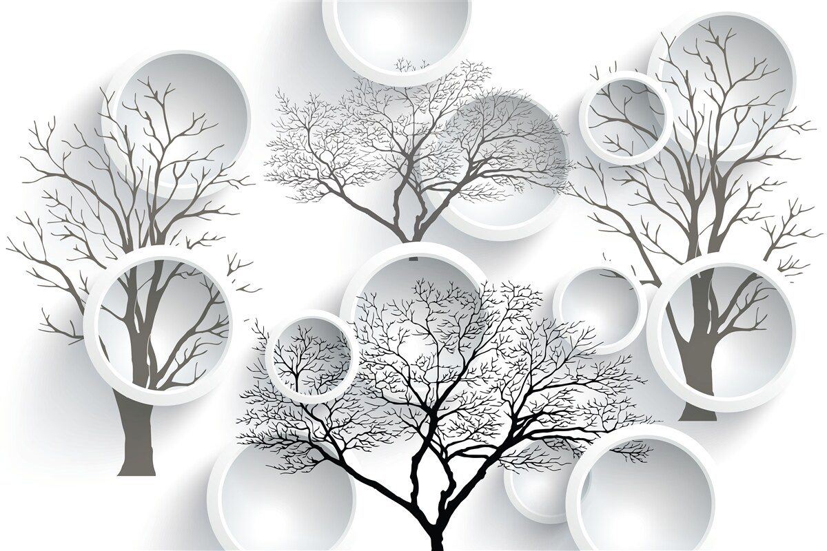 Fototapeta biele kruhy a stromy