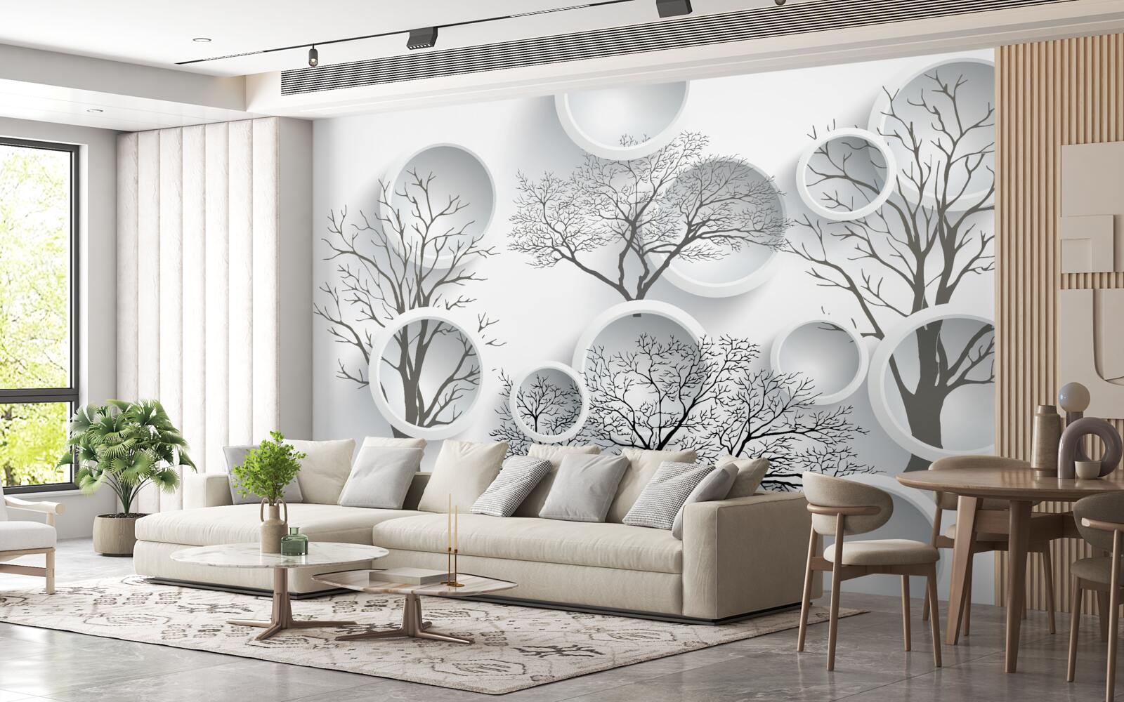 Fototapeta biele kruhy a stromy