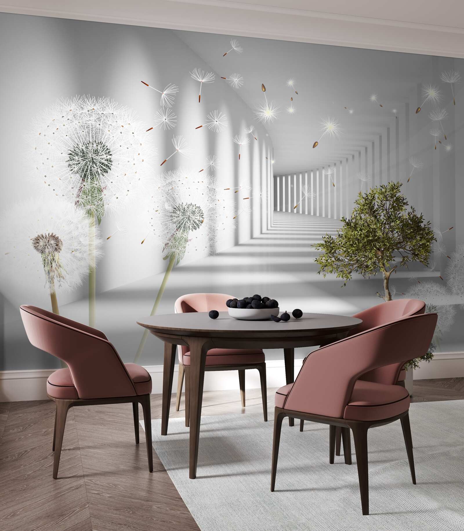 Fototapeta nekonečný tunel posiaty púpavami