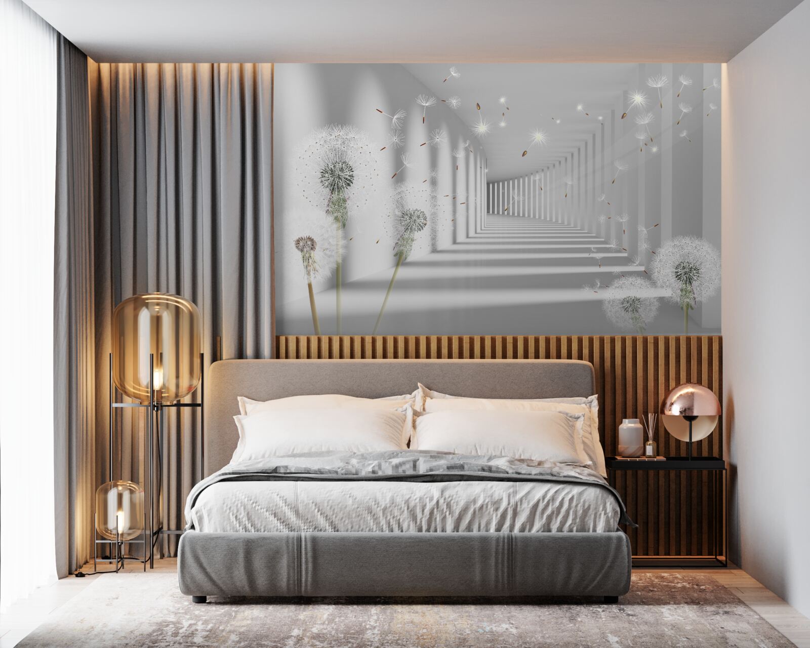 Fototapeta nekonečný tunel posiaty púpavami