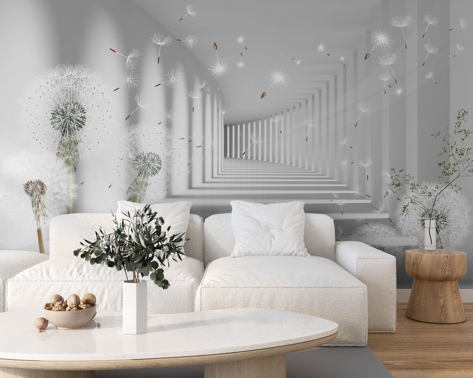 Fototapeta nekonečný tunel posiaty púpavami