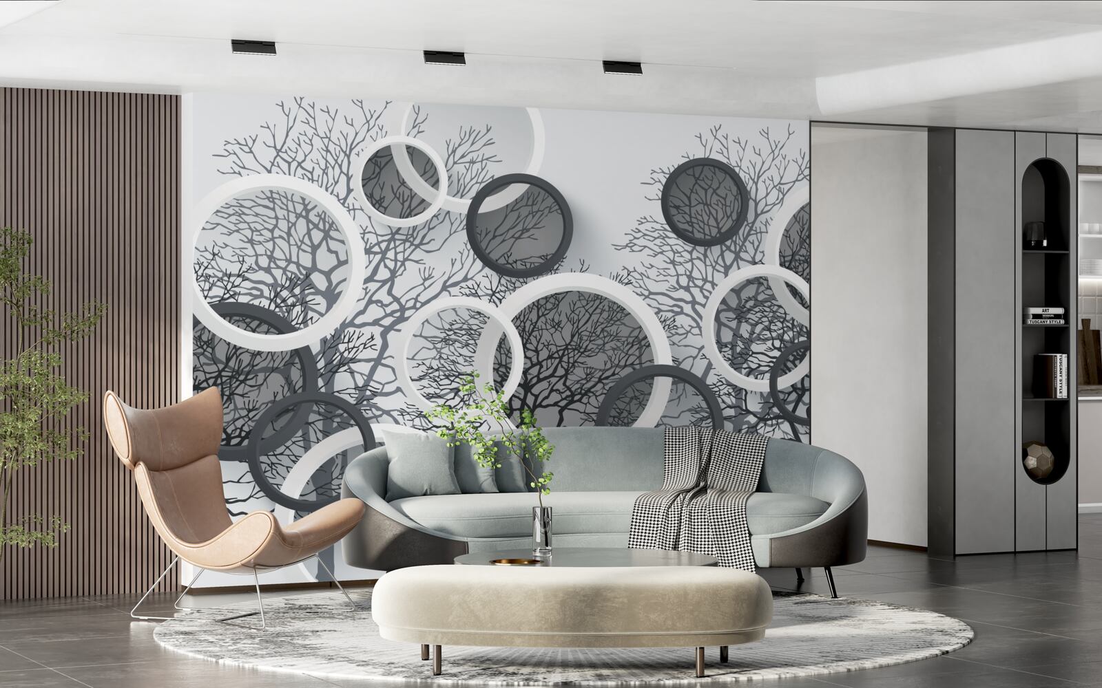 Fototapeta stromy v hmle a kruhoch