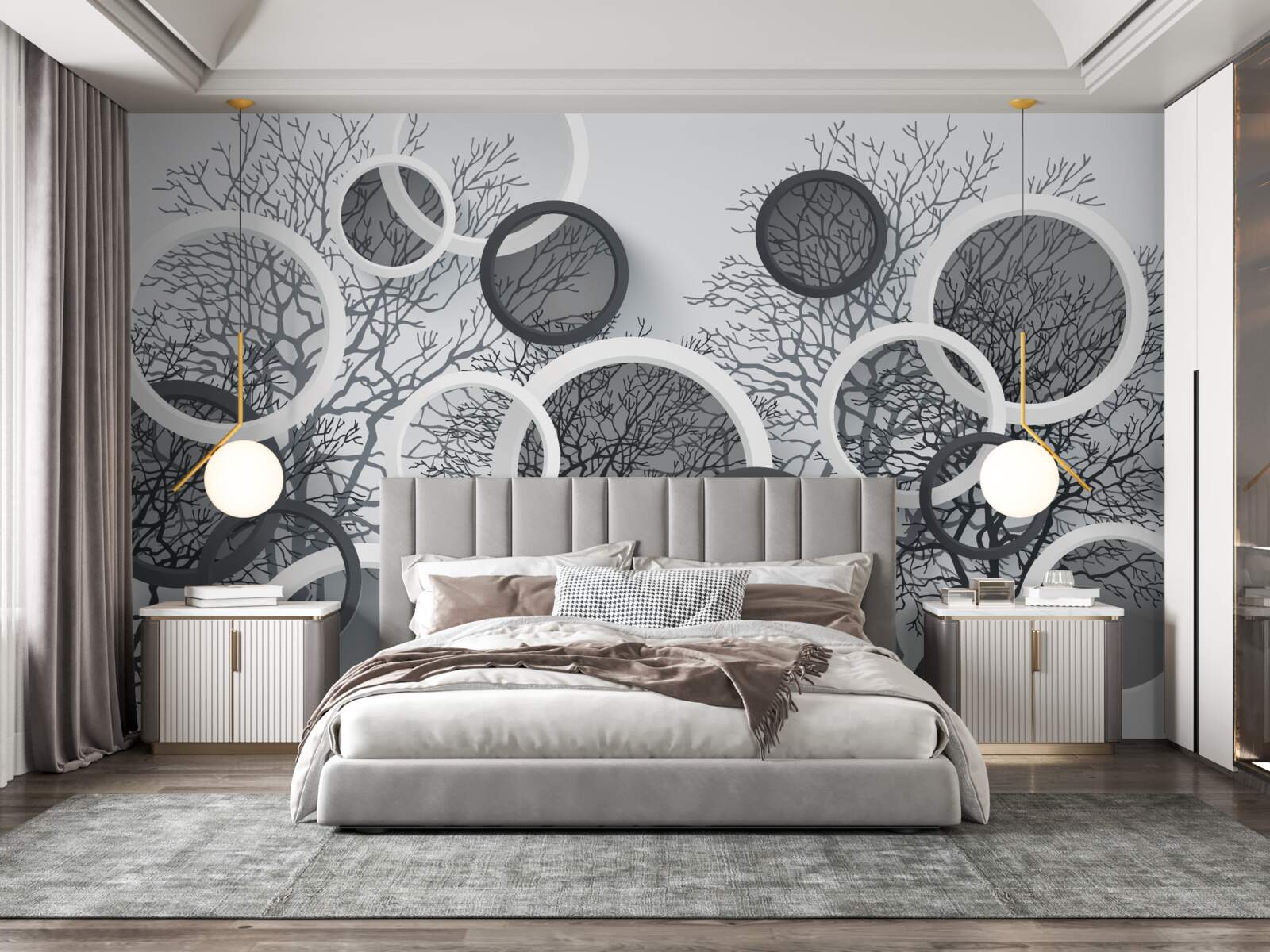 Fototapeta stromy v hmle a kruhoch