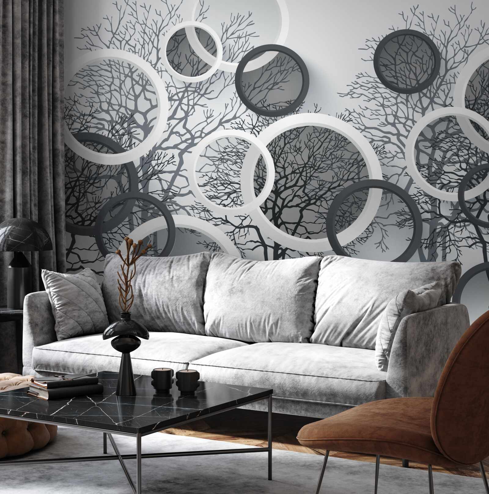 Fototapeta stromy v hmle a kruhoch