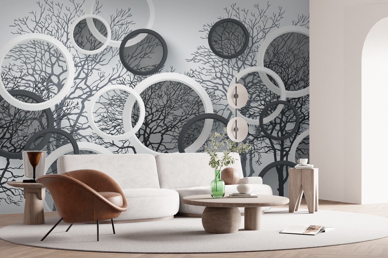 Fototapeta stromy v hmle a kruhoch