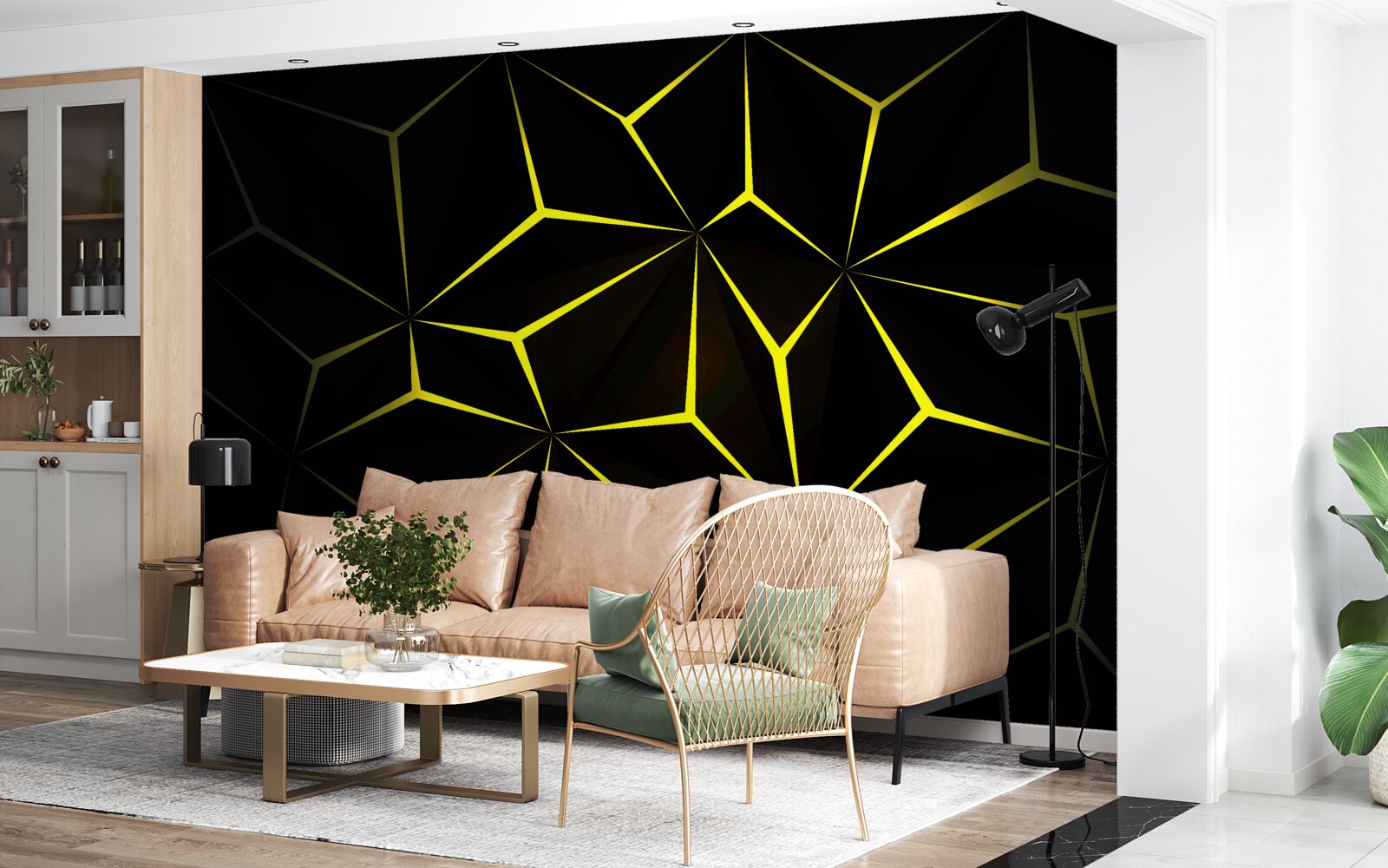 Fototapeta znaky sú čierne so žltým zvýraznením