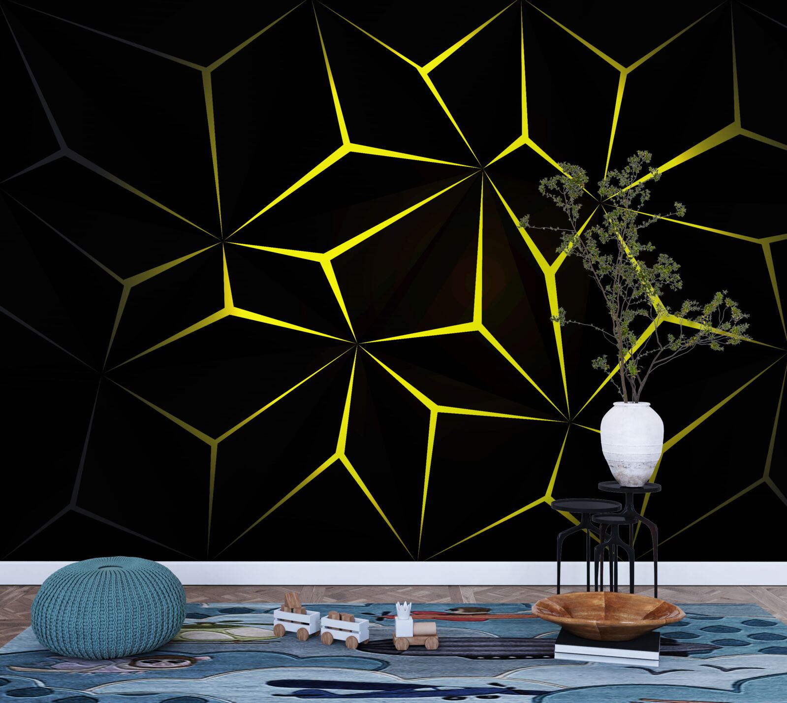 Fototapeta znaky sú čierne so žltým zvýraznením