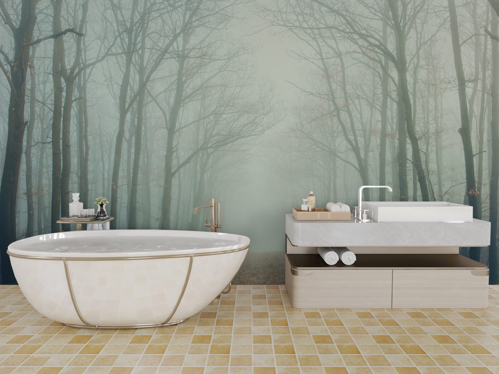 Fototapeta jesenná cesta, pokrytá chladom