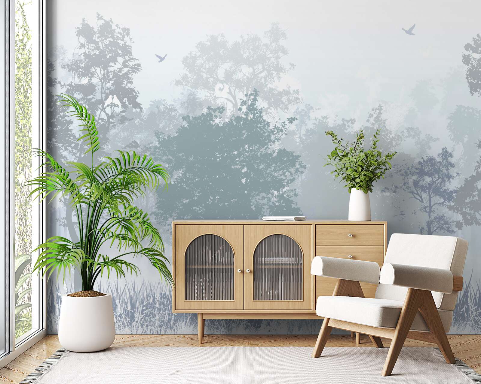 Fototapeta ranný les zahalený v hmle