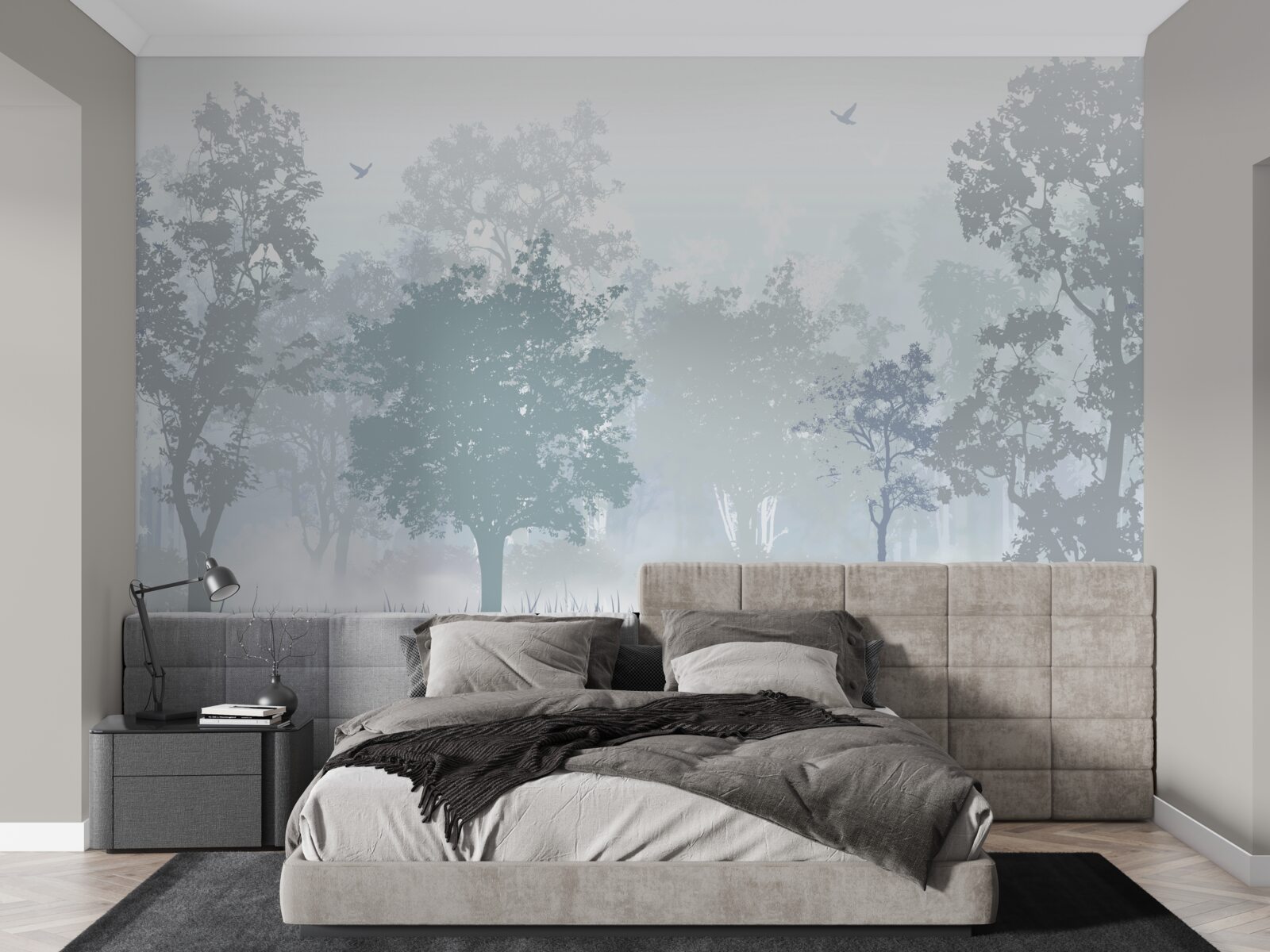 Fototapeta ranný les zahalený v hmle