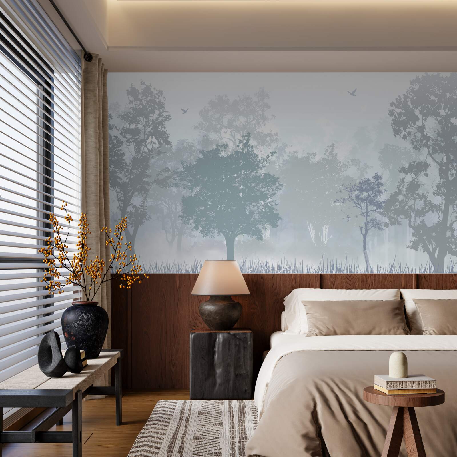 Fototapeta ranný les zahalený v hmle