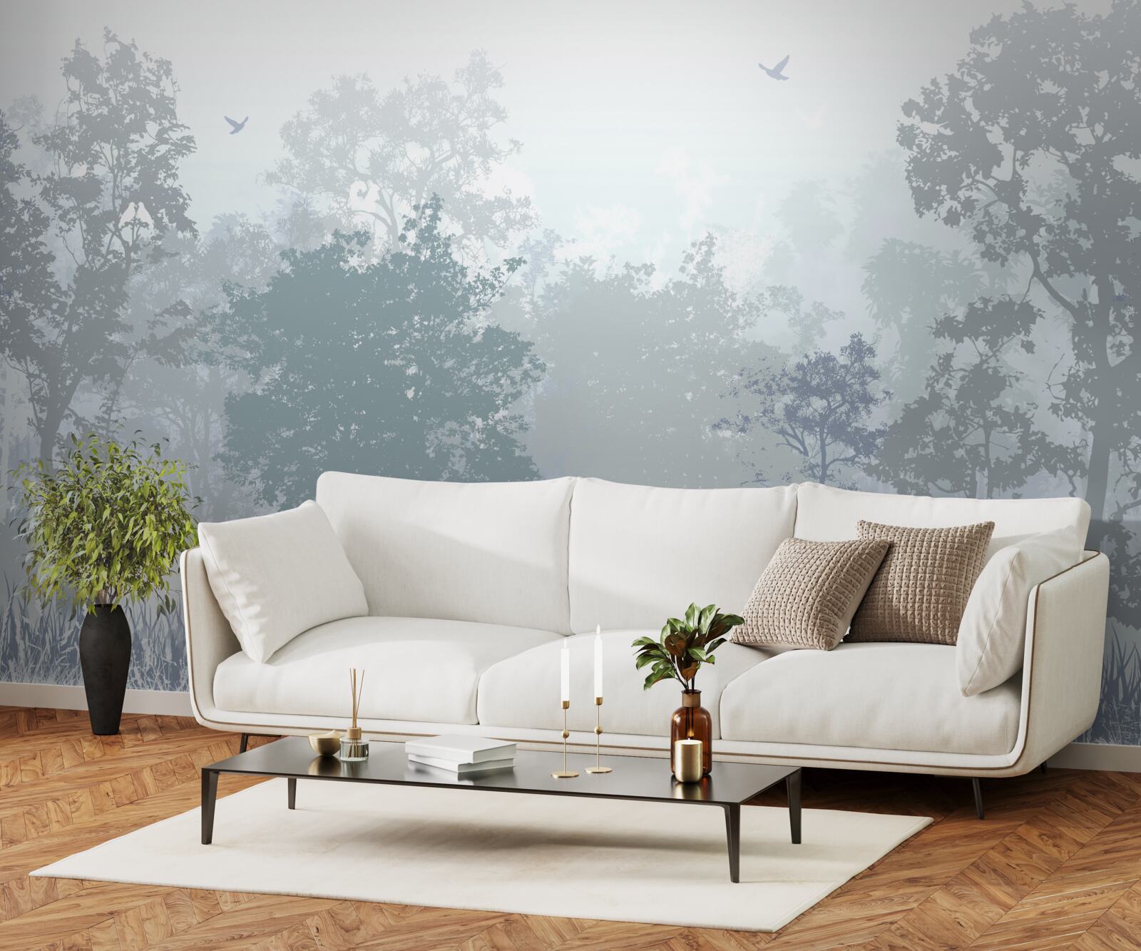 Fototapeta ranný les zahalený v hmle