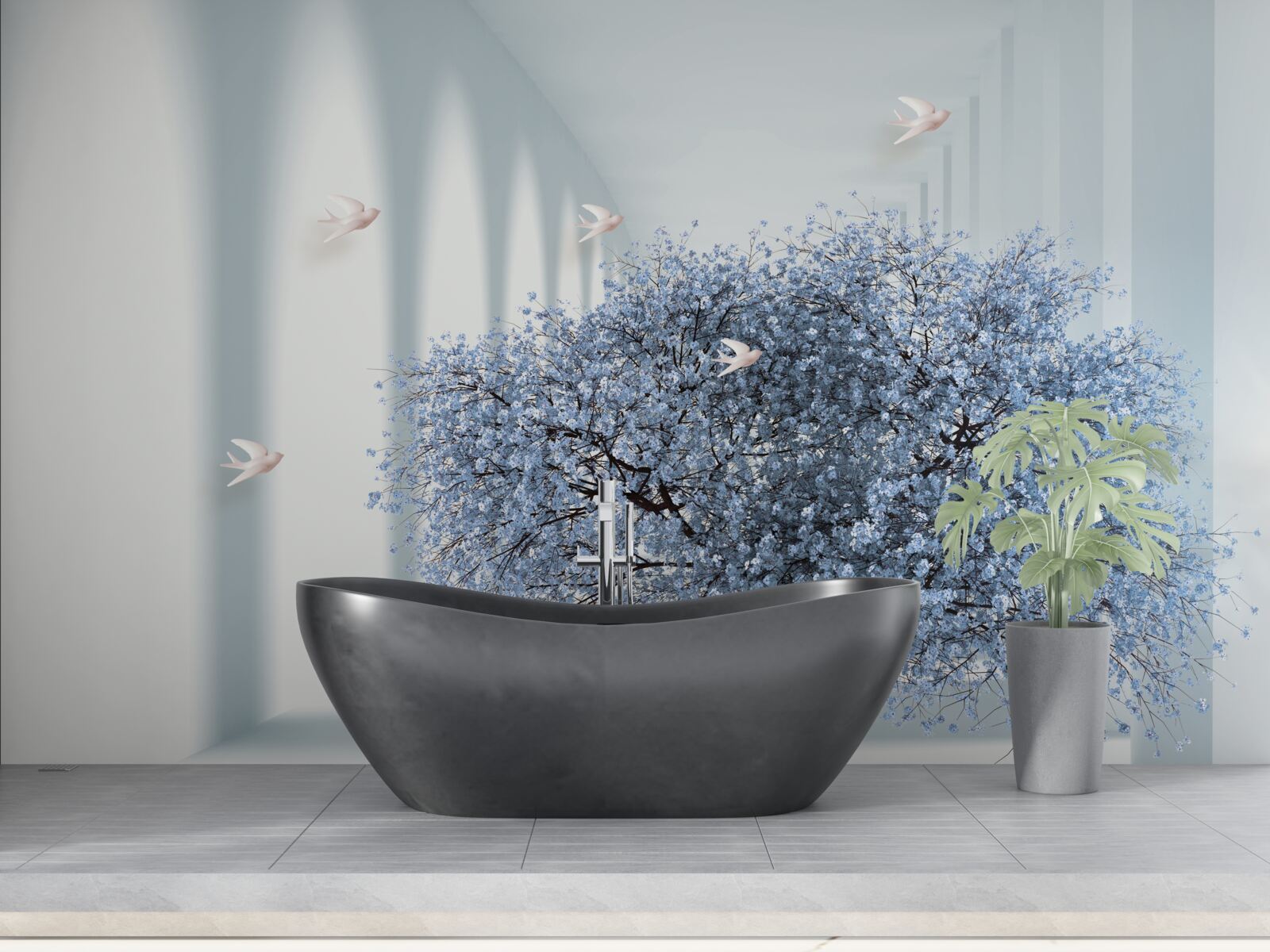 Fototapeta strom v kvitnúcom tuneli