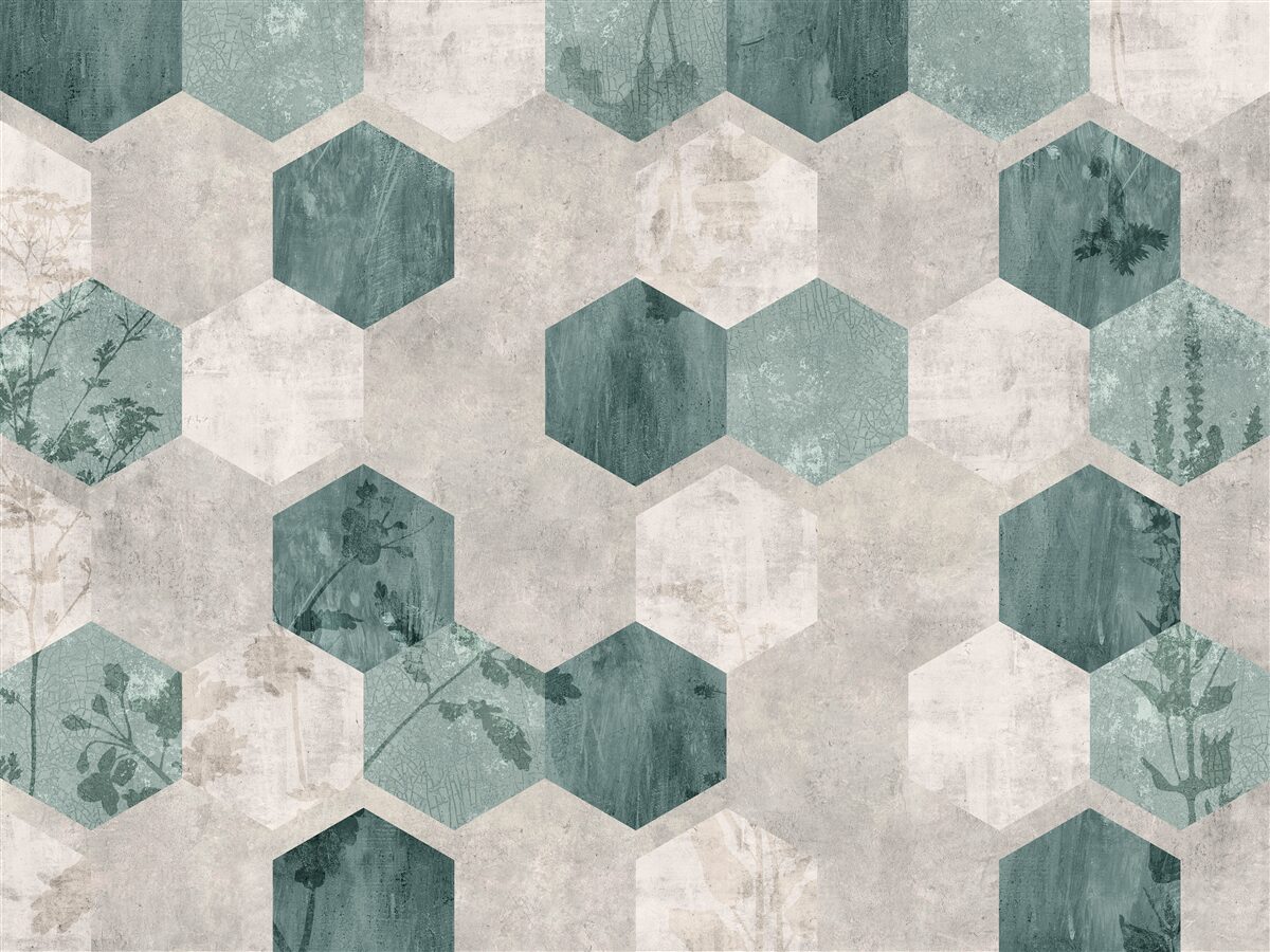 Fototapeta listy so vzormi vo forme abstraktných päťuholníkov