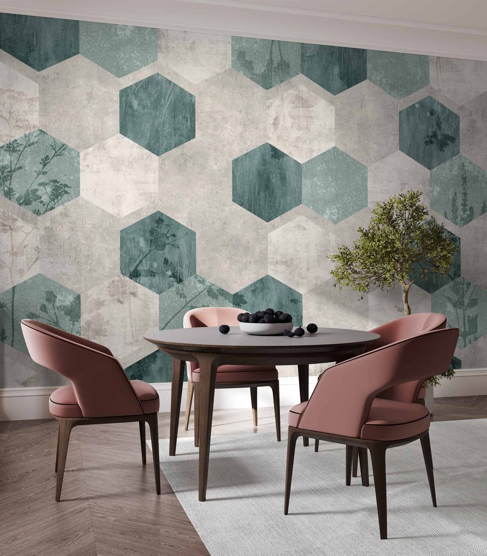 Fototapeta listy so vzormi vo forme abstraktných päťuholníkov